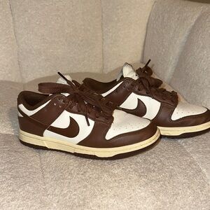 Nike Women’s Chocolate Brown and White dunks